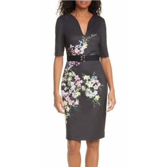 Ted Baker Soliaa Pergola Bodycon Dress Black Floral - Picture 5 of 5